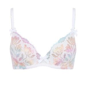 NWT Agent Provocateur Sparkle Plunge Underwire Bra (36C, White Multi)